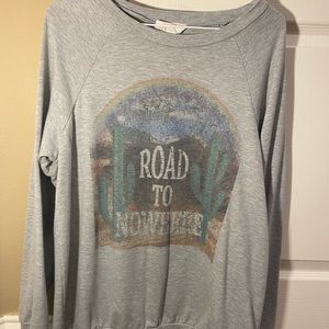 Distressed “Road to Nowhere” Lightweight Long Sleeve Top